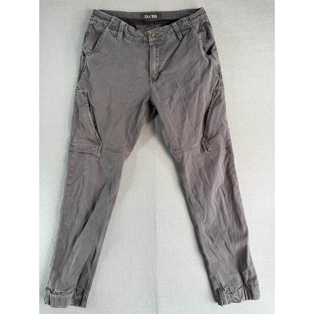 DU/ER Pants Mens 32x30 Gray Slim Fit Cargo Canvas Ankle Zip Travel MPTH1006